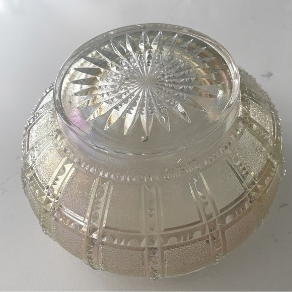 Vintage Lenox Imperial Glass Beaded Block Frosted Iridescent Bowl Dish - Picture 5 of 7